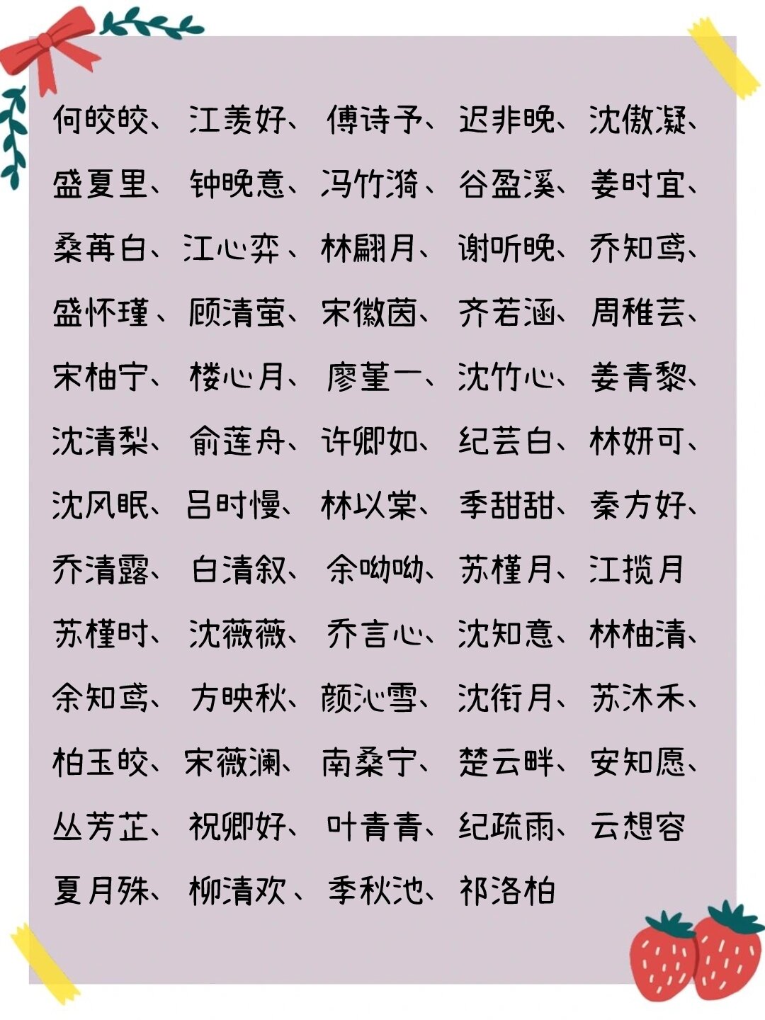 有什么好聽的名字可以作小說里女主人公的名字呢?